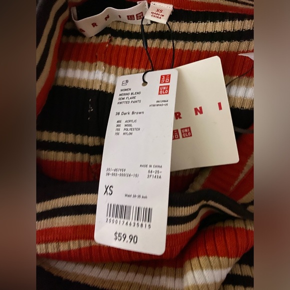 UNIQLO Merino Blend Semi Flare Knitted Pants (MARNI) XS new with tag - Picture 8 of 8